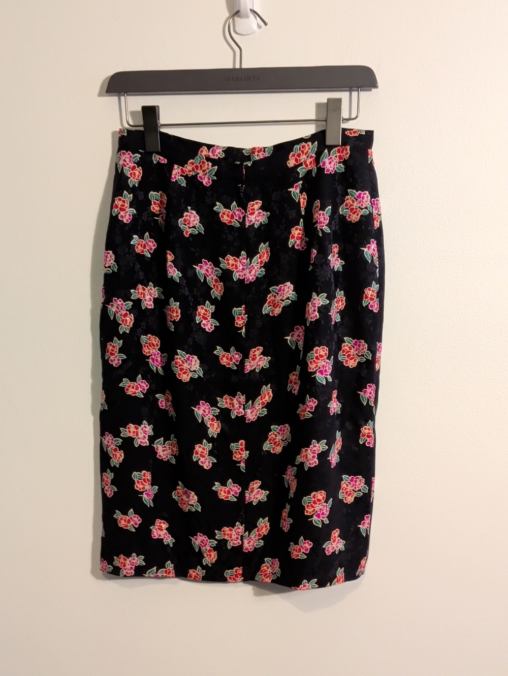 VINTAGE SILK floral pencil skirt - size 12 - Picture 4 of 7